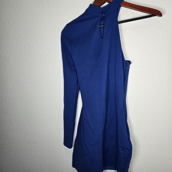 h:ours Crawley Mini Navy Dress Size XS Asymmetric Mini‎ One Sleeve Cocktail Mini - Picture 7 of 10